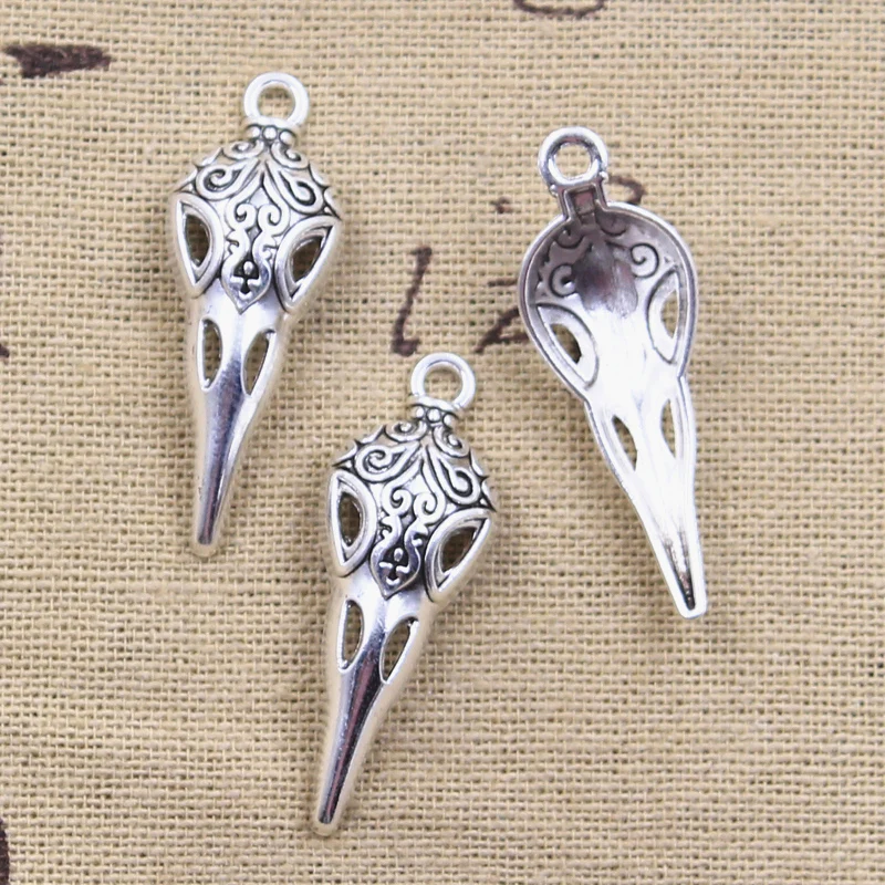 15pcs Charms Skull Beak Skeleton Bird 35x13mm Antique Silver Color Pendants DIY Crafts Making Findings Handmade Tibetan Jewelry