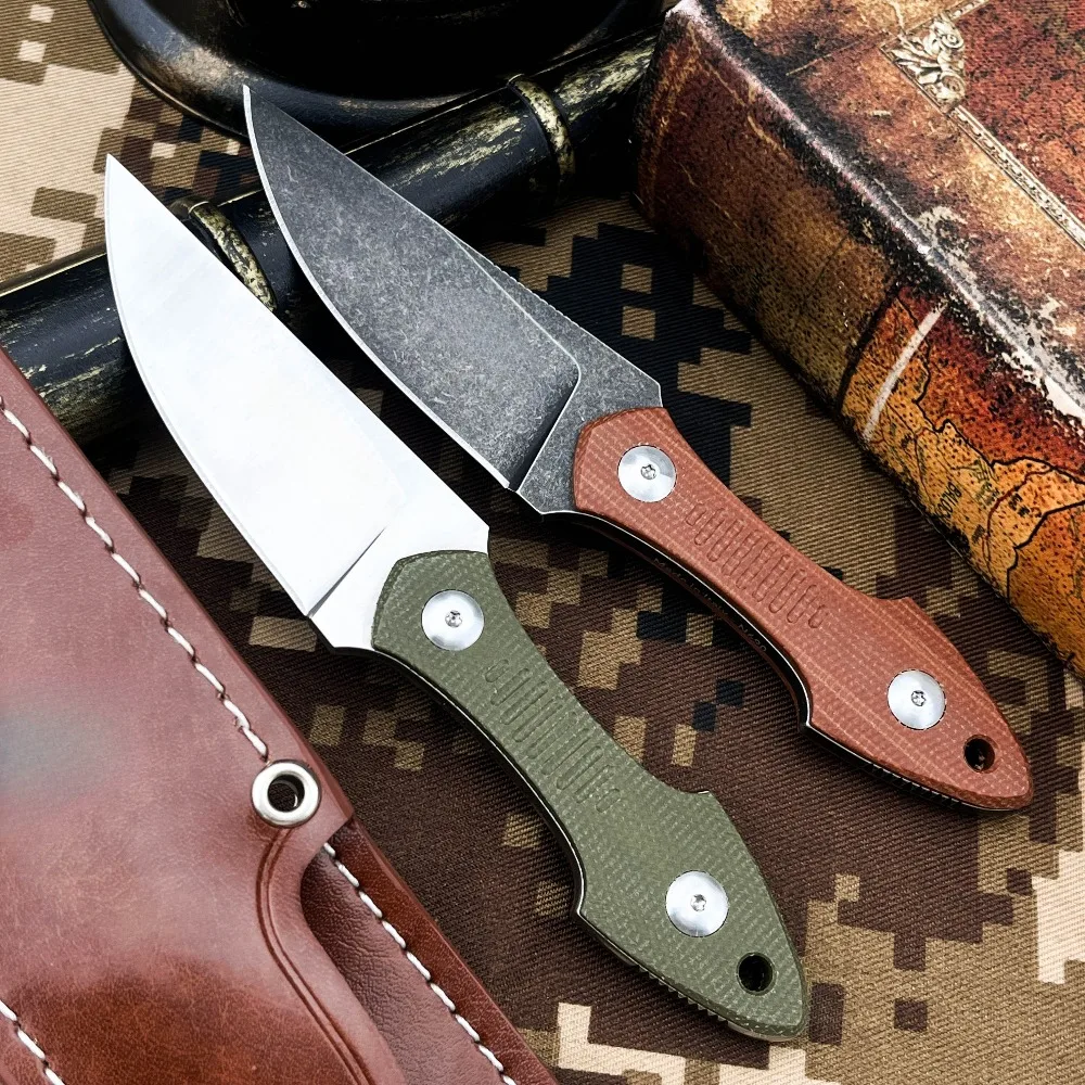 Portable EDC Fixed Blade Knife G10 Handle D2 Blade with Sheath Multi-purpose Outdoor Hunting Tool