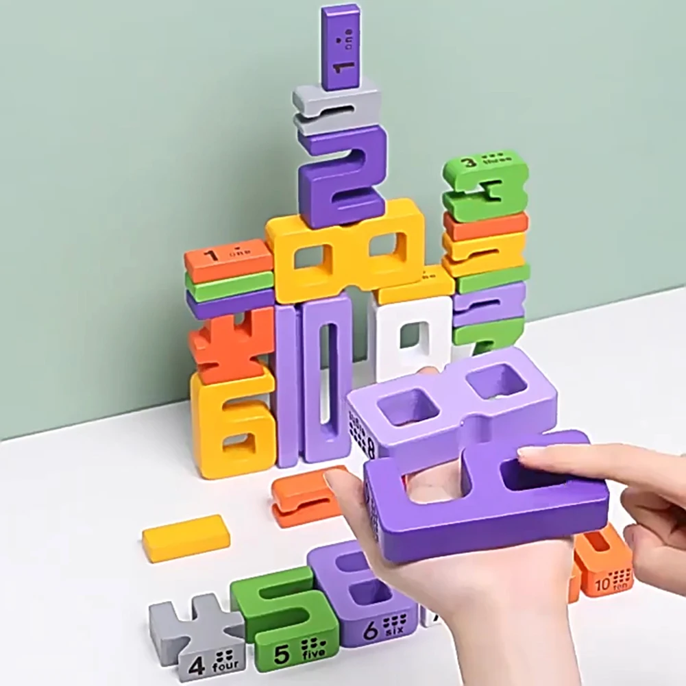 20PCS Building Blocks Montessori-แรงบันดาลใจไม้บล็อกอาคารดิจิตอลความรู้ความเข้าใจตรัสรู้การสอน Aids