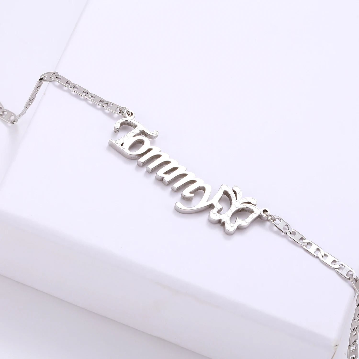 Custom Cut Customized Name Butterfly Necklace Personalized Stainless Steel Corrosion Pattern Pendant Best Christmas Women Gift