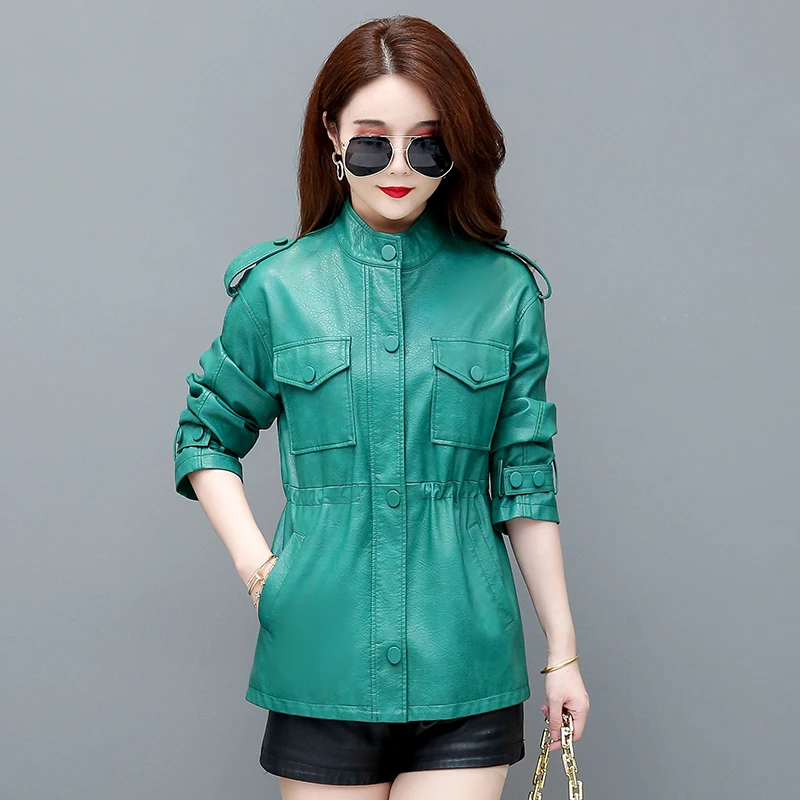   Giacca da motociclista in vera pelle di pecora da donna Ning, versione coreana slim fit, nuova collezione Primavera Autunno 2025