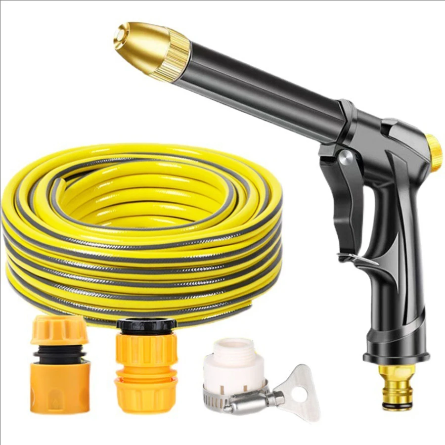 1 Set of Yellow Garden Water Pipes,Soft And Wear-Resistant Pipes,High-Pressure Adjustable Water Gun,5-30m Can Be Selected