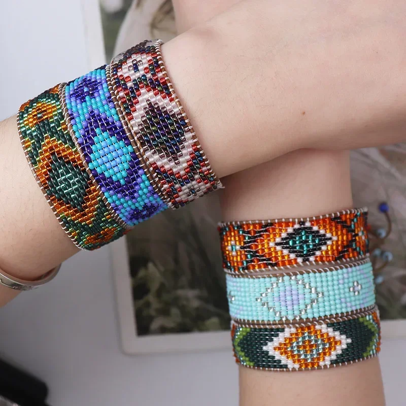 

2025 Handmade Beaded Bracelet Originality Arrow Geometry Design Hand Knitting Bohemia Fashion Adjustable Simple Beaded Bracelet