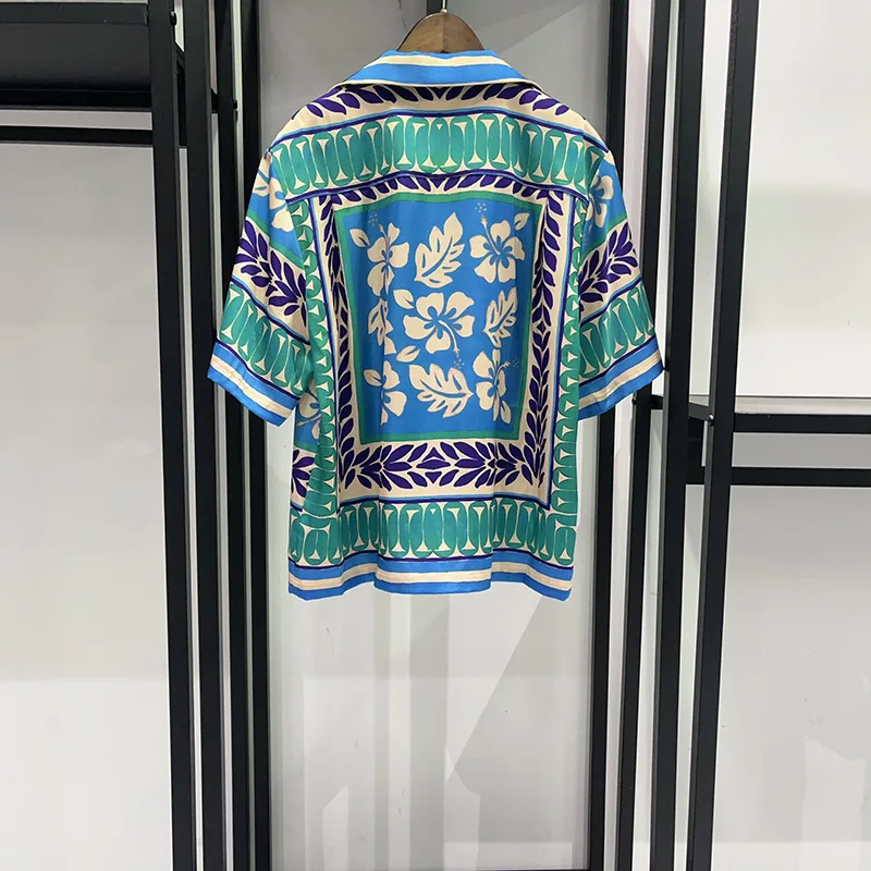 

Summer Women Holiday Style Printed Shirt Half Sleeve Turn-down Collar Top+Drawstring Elastic Waist Shorts +Sleeveless Midi Robe