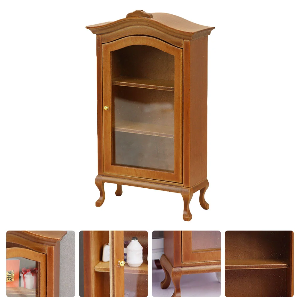 Simulation Cabinet Mini House Adornment Furniture Supplies Bookcase Wooden Miniature Storage Accessory