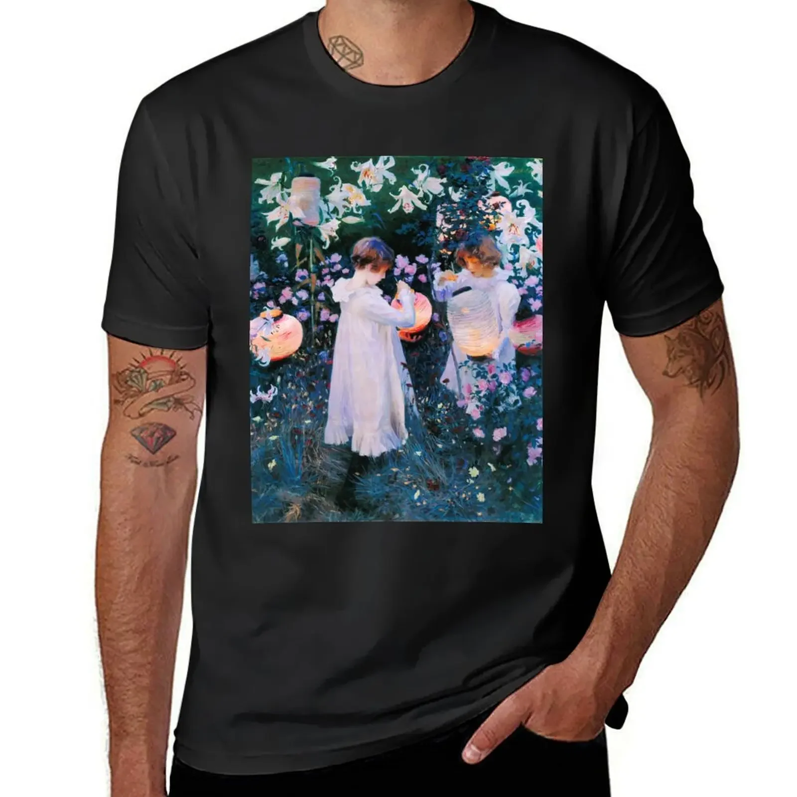 

John Singer Sargent - Carnation, Lily, Lily, Rose T-Shirt Blouse cotton graphic tees Men's t shirts