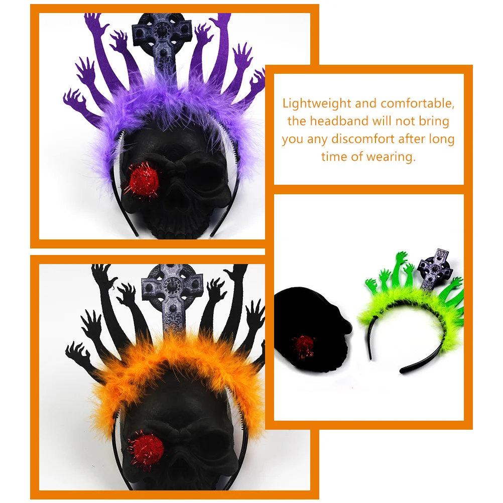

3Pcs Zombie Hand Headband Halloween Costume Party Decor Cosplay Accessory Light Comfortable Wear for Photography Holiday