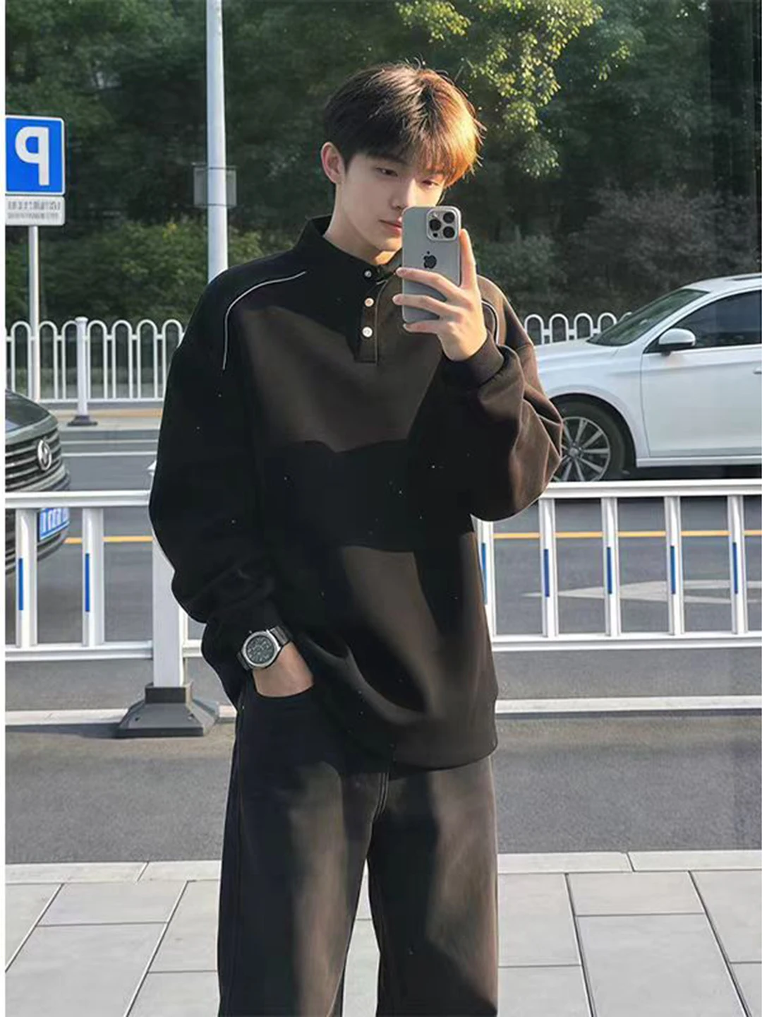 

Мужская толстовка Bla Heavyweight на пуговицах с капюшоном, весенняя, свободного кроя, в американском повседневном стиле, дышащая, эластичная, теплая