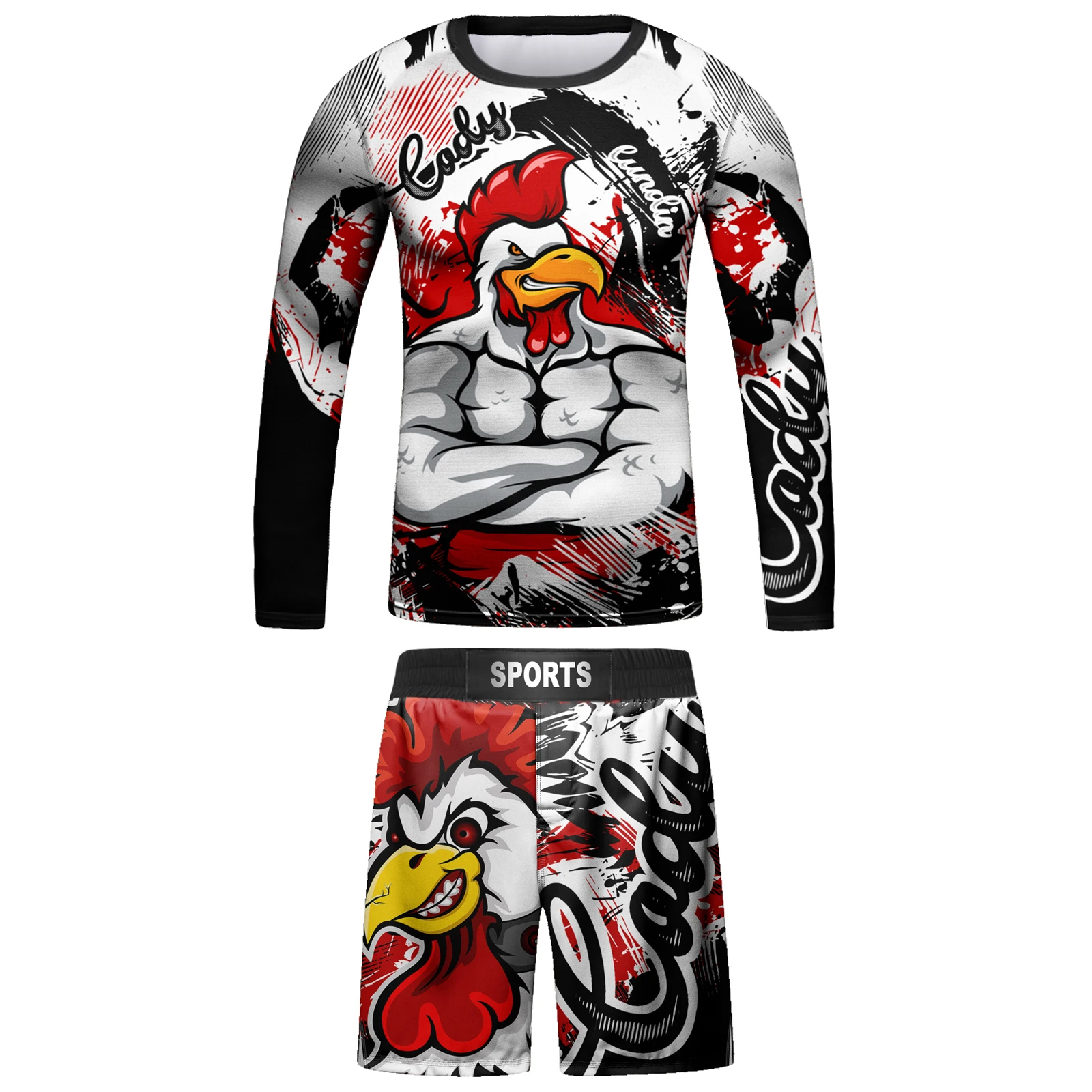 Children Fitness Sportswear Bjj Rashguard for Kids Boy MMA Shorts + Fighting Leggings + Training Tight T-shirts Girls Tracksuit