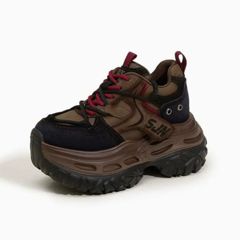 

Весенне-осенние женские кроссовки на платформе, повседневные, на массивном каблуке, разноцветные, увеличивающие рост, спортивные, вулканизированные