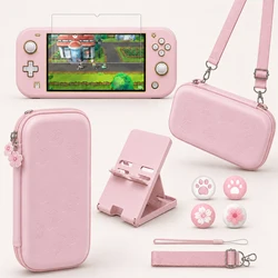 Pink Travel Case Accessories For Nintendo Switch Lite Cute Sakura Poch Carrying Bag With Strap Stand Temper Film Glass Protector
