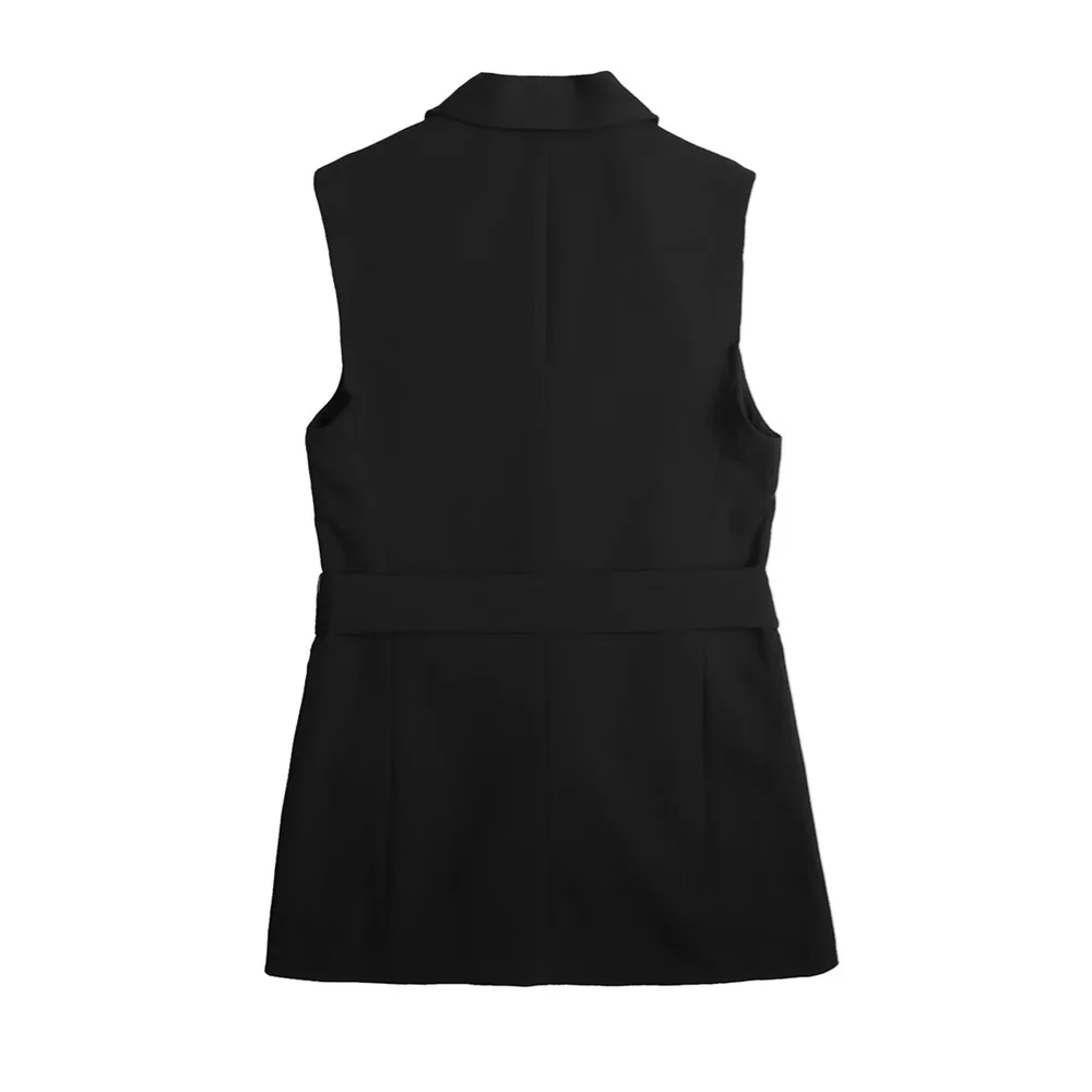 Taop&Za 2024 Summer New Product Women\'s Fashion and Elegance Commuting 100 Pairs Belt Dress Sleeveless Vest Vest