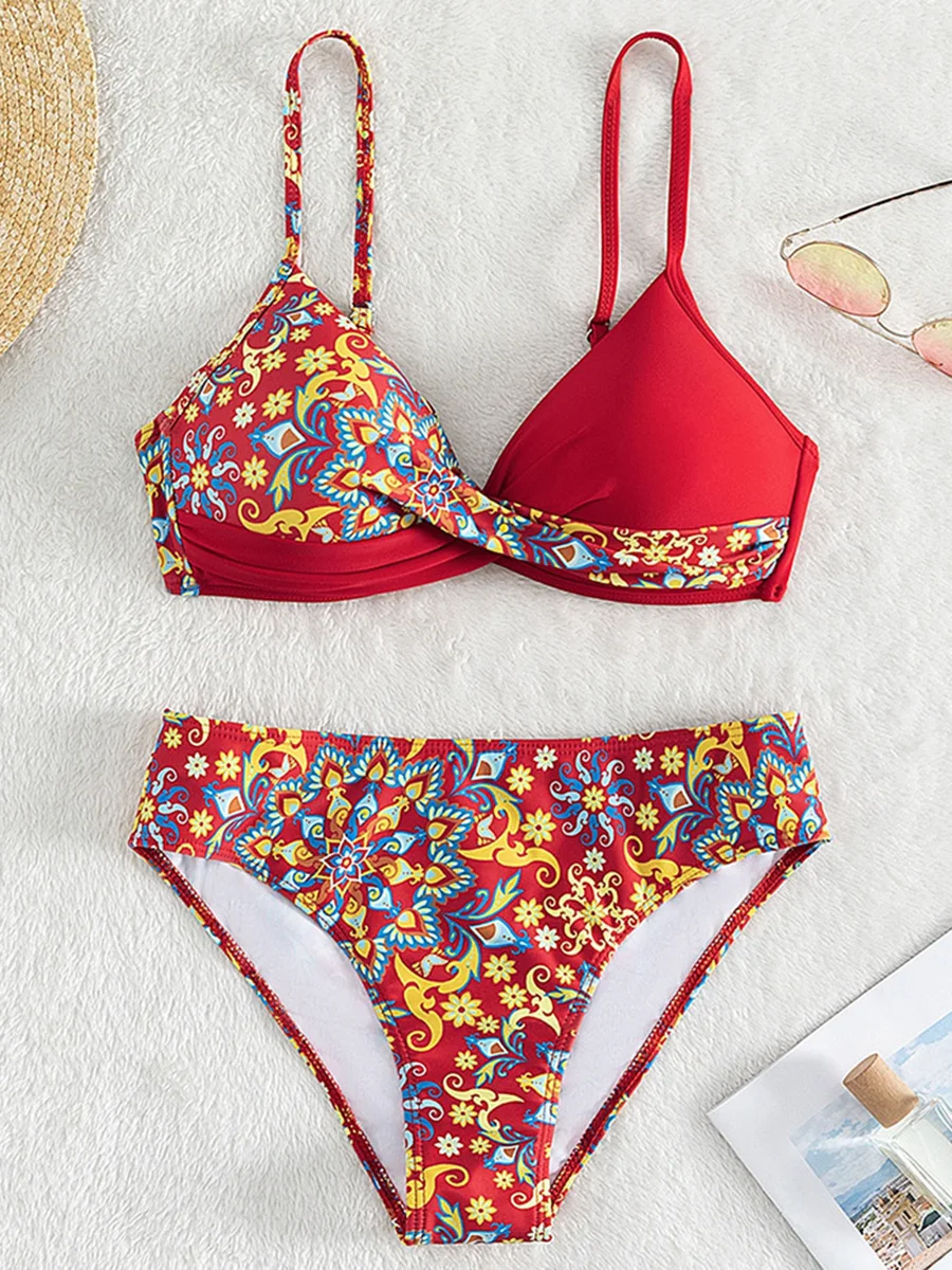 S - XL Printed Bikini Push Up Swimsuit Female Swimwear Women Two-pieces Bikini Set with Bra Cup Bather Bathing Suit Swim Lady