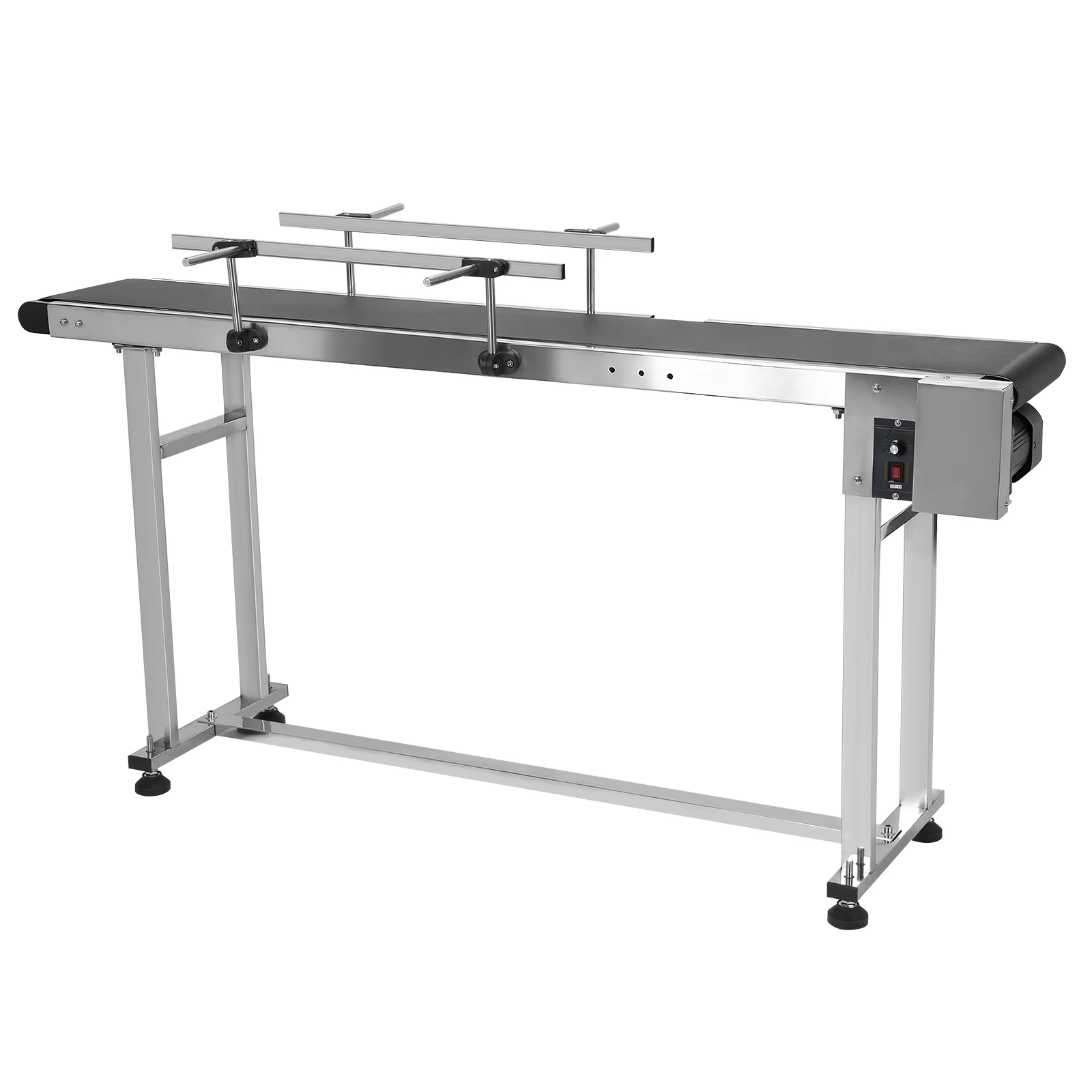 

Stainless Steel Motorized Belt Conveyor 59x7.8in Conveyor Machine with Double Guardrails Adjustable Speed for Industrial Use