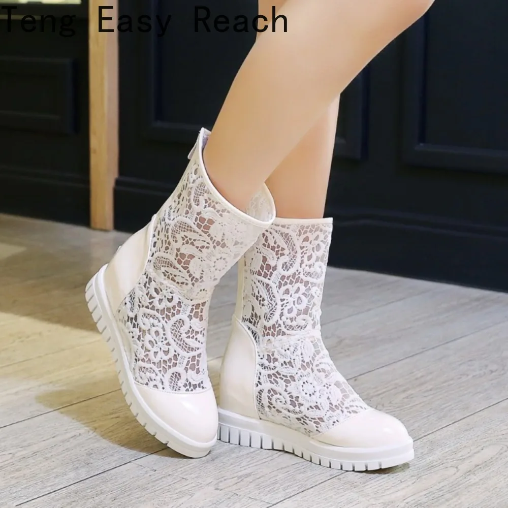 

Women's Summer Boots 2026 Lace Hollow Out Mesh Sexy Model Breathable Gladiator Cool Boots Dress Shoes size 34-43