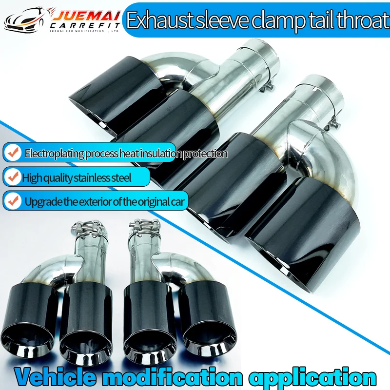 

JUEMAI H Shape Double Exit Exhaust Pipe Plated Black Muffler Tuning Universal Nozzle for Car 304 Stainless Glossy Surface Tips