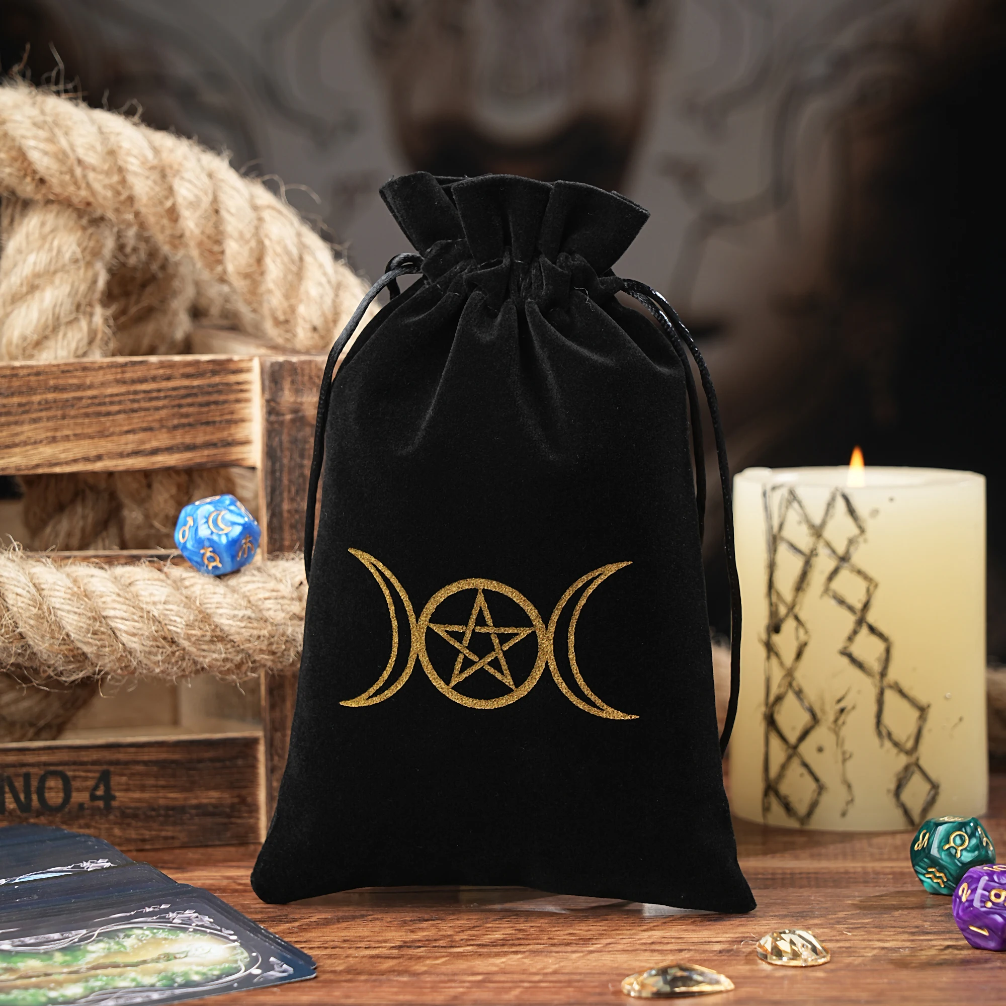 حقيبة تخزين التاروت المخملية على شكل قمر ، حجم كبير ، كيس مجوهرات ، سفر ، هدايا مستحضرات تجميل ، حقيبة يد ، عملة معدنية ، حقيبة ندر ، 14x22 ، 1 #2