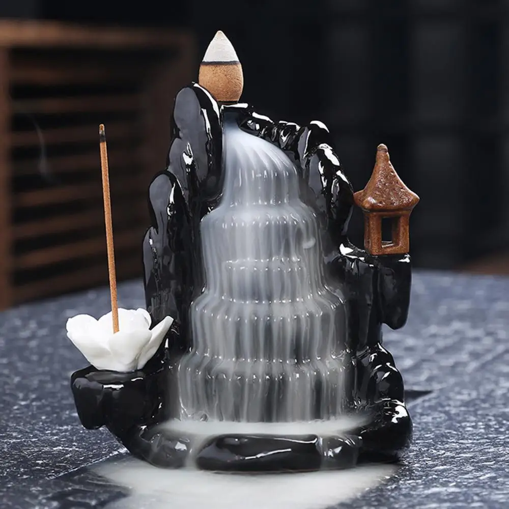 1Pc Backflow Incense Burner Waterfall Ceramic Smoke Censer Handicraft Home Decor курильница