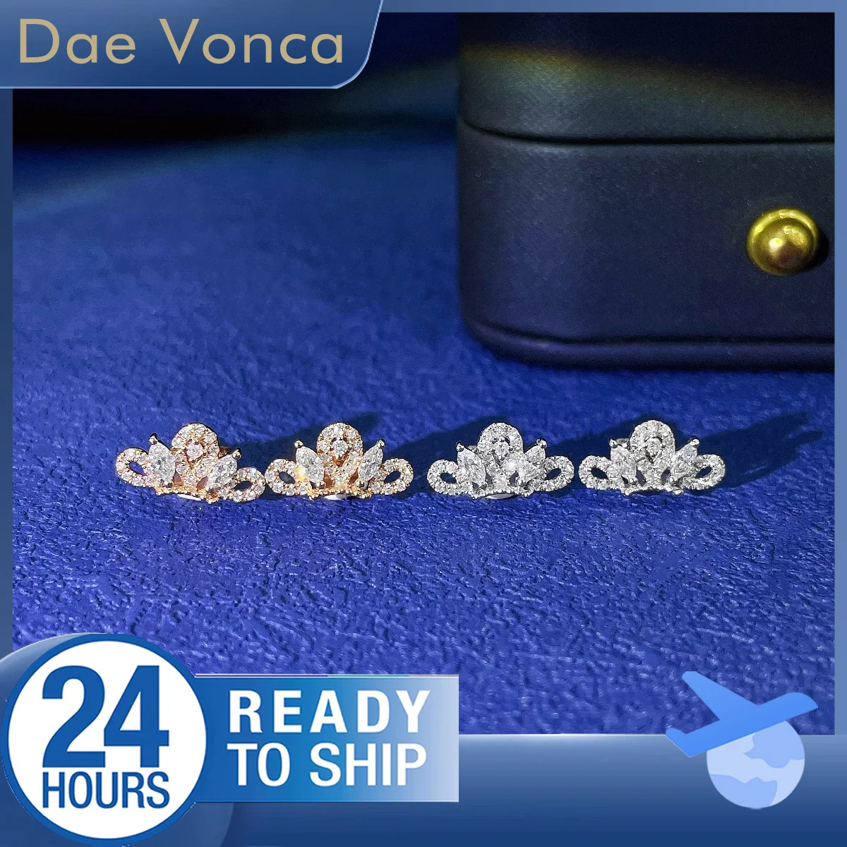 

Marquise & Round Cut Natural Diamond Earrings 18K White/Rose Gold Total about 0.259ct Natural Diamond Earrings Gift for Women