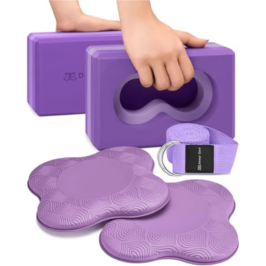 

® Yoga Blocks Wrist Support; Yoga Blocks 2 Pack with Knee Pads and Strap to Put Less Weight on Wrists; Durable, Versatile Yoga