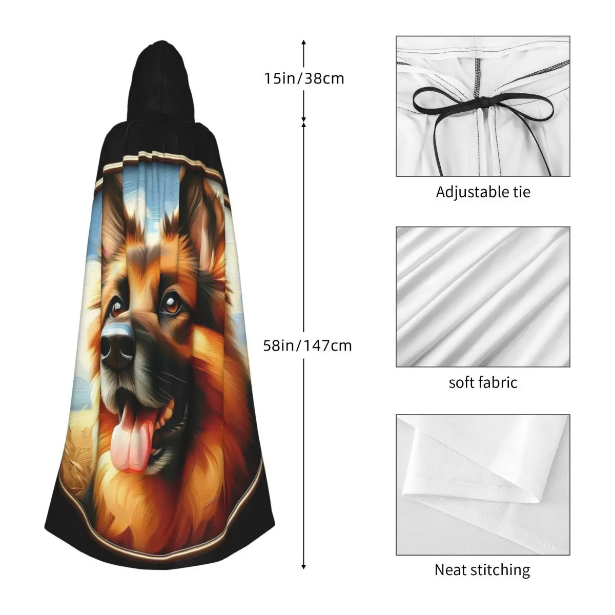 جميل الراعي الألماني طويل مقنعين عباءة الساحرة القرون الوسطى زي تأثيري كيب هالوين مصاص دماء الكبار للجنسين