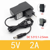 Switching Power Supply 5V2A New AC 110V 220V Converter Adapter DC 5V 2A 2000mA Power Supply EU Plug DC 5.5mm x 2.1-2.5mm