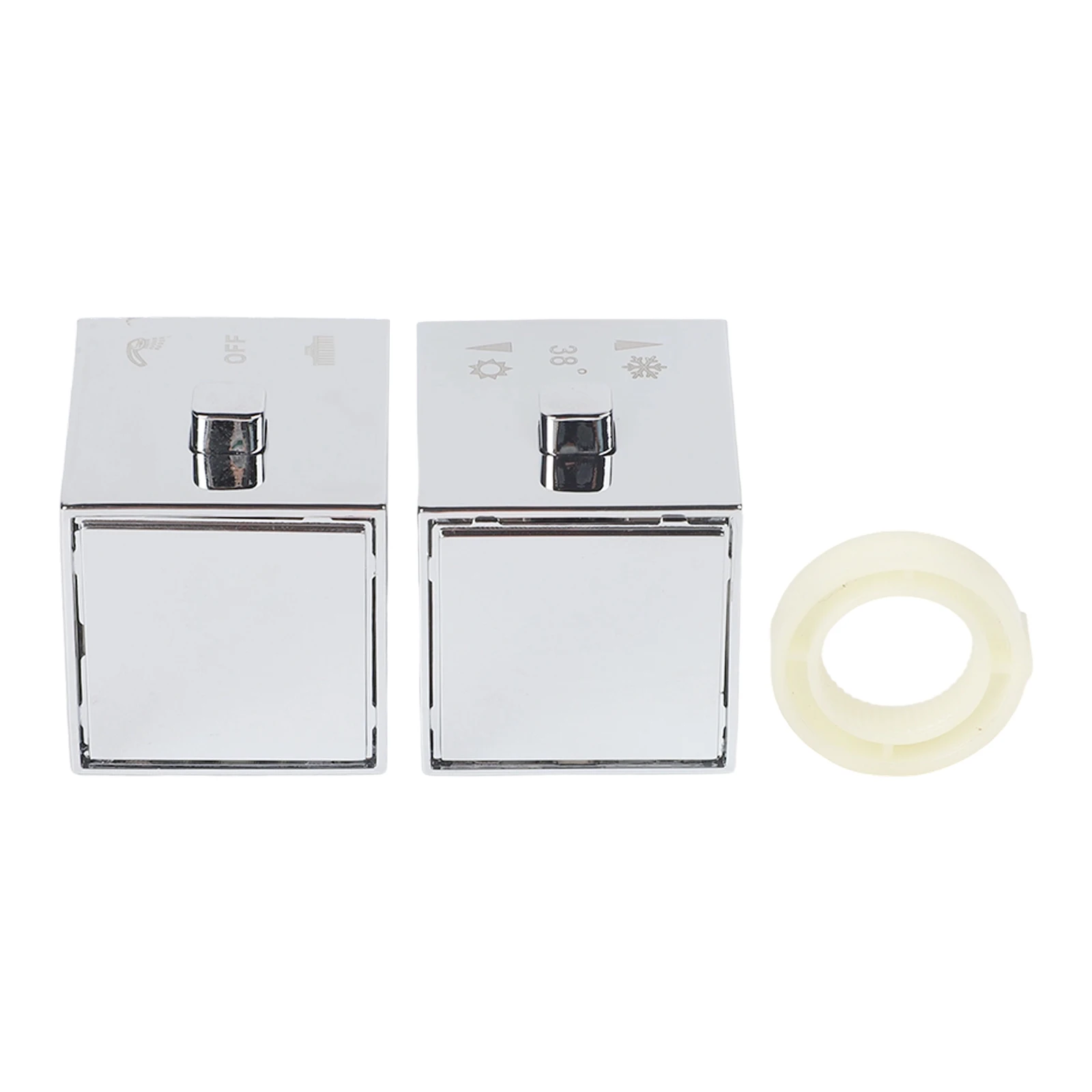 1 Pair Square Shower Temperature Control Handle Knob Chrome Thermostatic Handle Temperature Controller Handle Plastic Silver