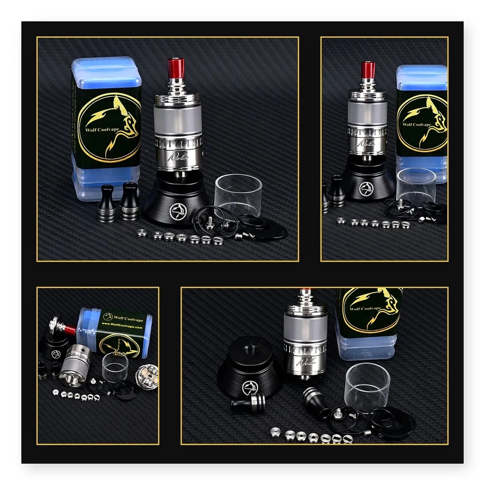 Wolfcoolvape NOLA RTA Rebuildable Atomizer 3.2ml Tank with Adjustable Air Pins 0.8-3.5mm, 22mm Diameter
