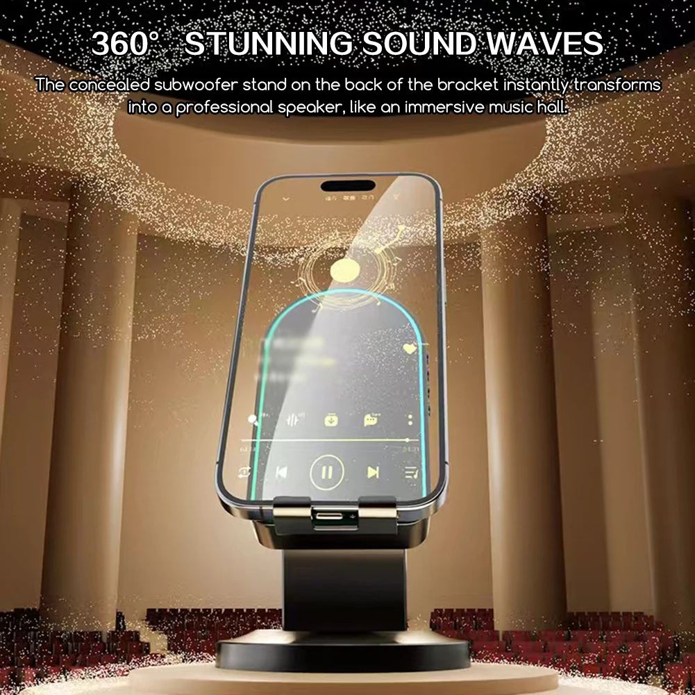 Dudukan Ponsel Dengan Speaker Bluetooth Nirkabel Speaker Nirkabel Portabel yang Kompatibel dengan Bluetooth Untuk Sebagian Besar Jenis Ponsel