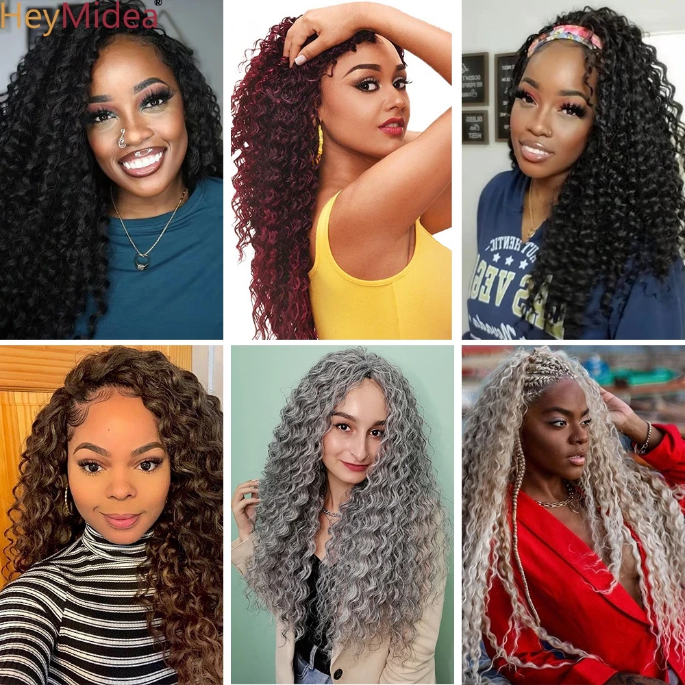 22 28inch Deep Wave Twist Crochet Hair Synthetic Soft Afro Curls Ombre Braiding Hair Low Tempreture Hair For Braids HeyMidea