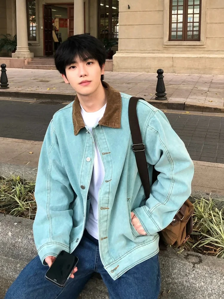 

Мужская куртка Detroit Spring Lake Blue с воротником, рабочая одежда, верхняя одежда, Cleanfit, модный бренд, свободный крой, молодежный стиль