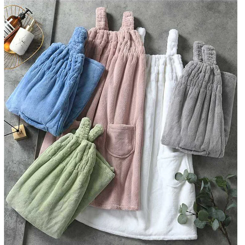 Wrappable Bathroom Bathrobe Gown Women Autumn Winter Coral Fleece Soft Dress Bath Towels Adult Nightgown Warm Thick Nightdress