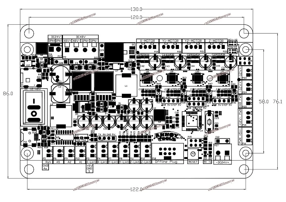 ماكينة نقش التحكم العددي DIY نظام لوحة تحكم CNC ثلاثي المحاور GRBL1.1f، بما في ذلك كابل USB ووحدة تحكم غير متصلة بالإنترنت