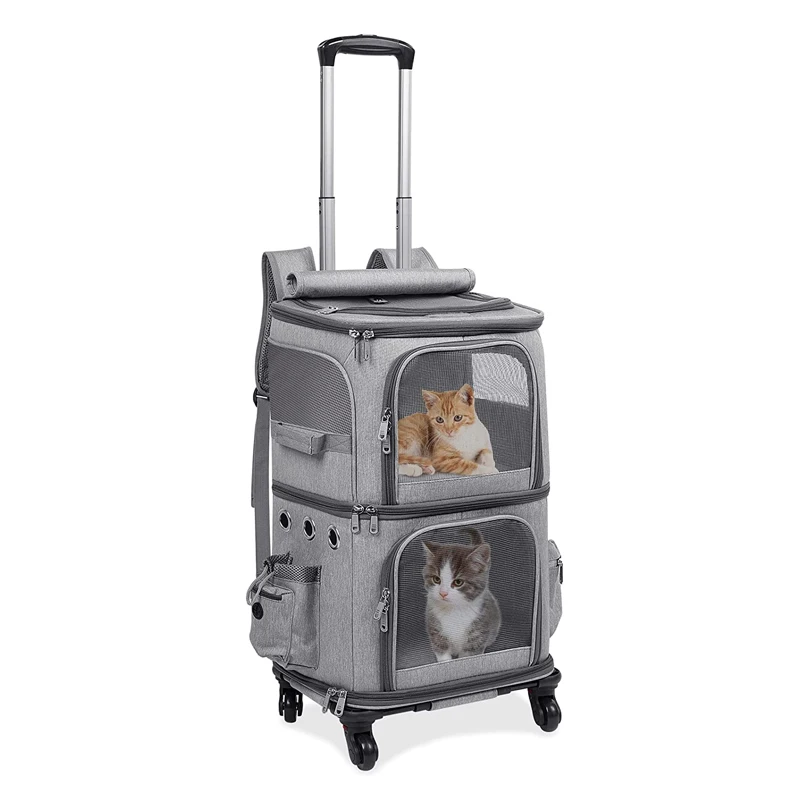 

Double Layer Cat Bag, Portable Cat Backpack, Trolley Case, Light Cats Carrier, Travel, Outdoor Dog Stroller, Cats Carrier