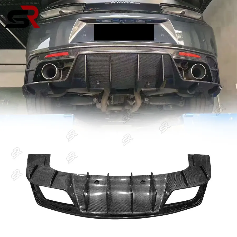 Suitable For Chevrolet Camaro Real Carbon Fiber Rear Bumper Diffuser Cover Trunk Wing Spoiler Side upgrade Body kit 2017-2020