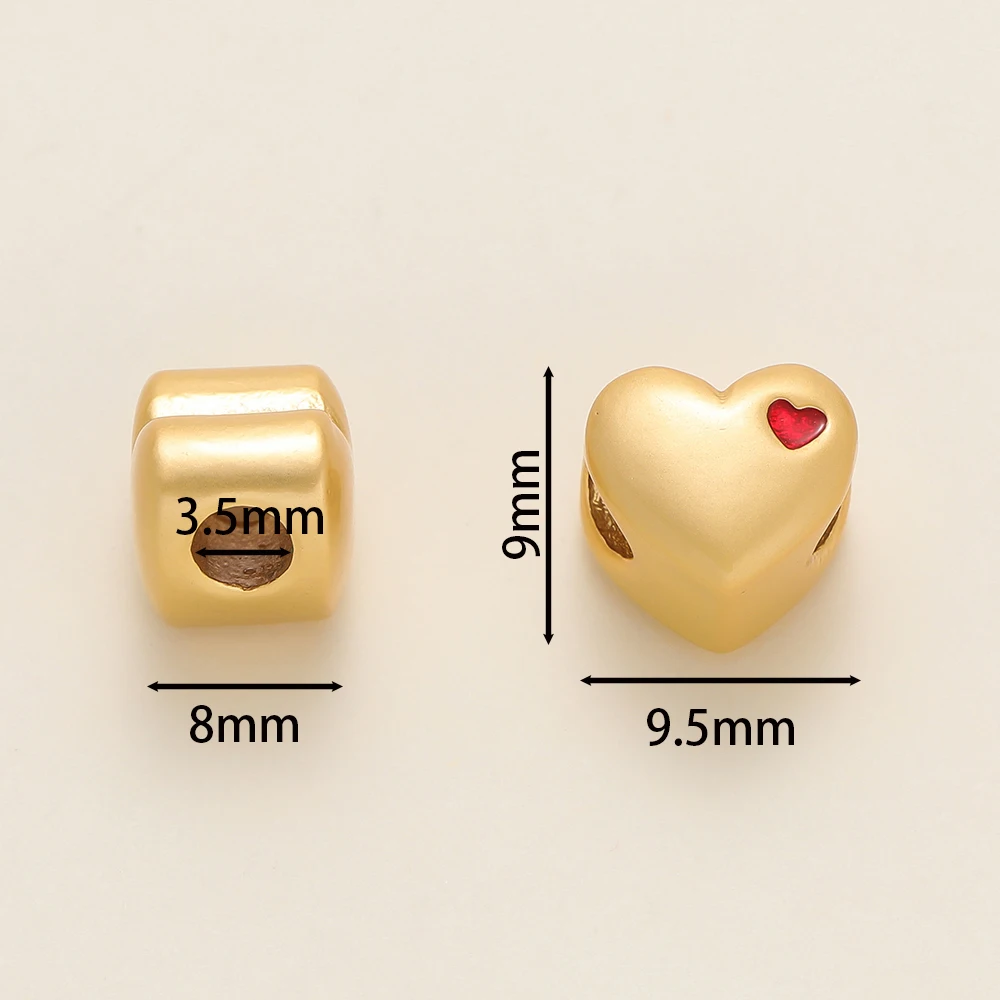2Pcs/Pack 14/18K Gold Color Plated Heart Shape Charms Spacer Beads for Handmade DIY Necklace Jewelry Making Accessories image 2