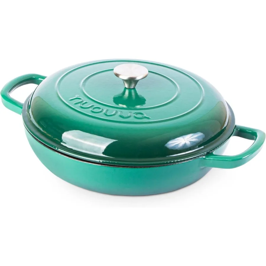 

Неглубокая чугунная запеканка с крышкой — антипригарная голландская кастрюля для духовки, безопасная для духовки до 500 лет ° F – Прочная духовостойкая посуда для приготовления пищи – E