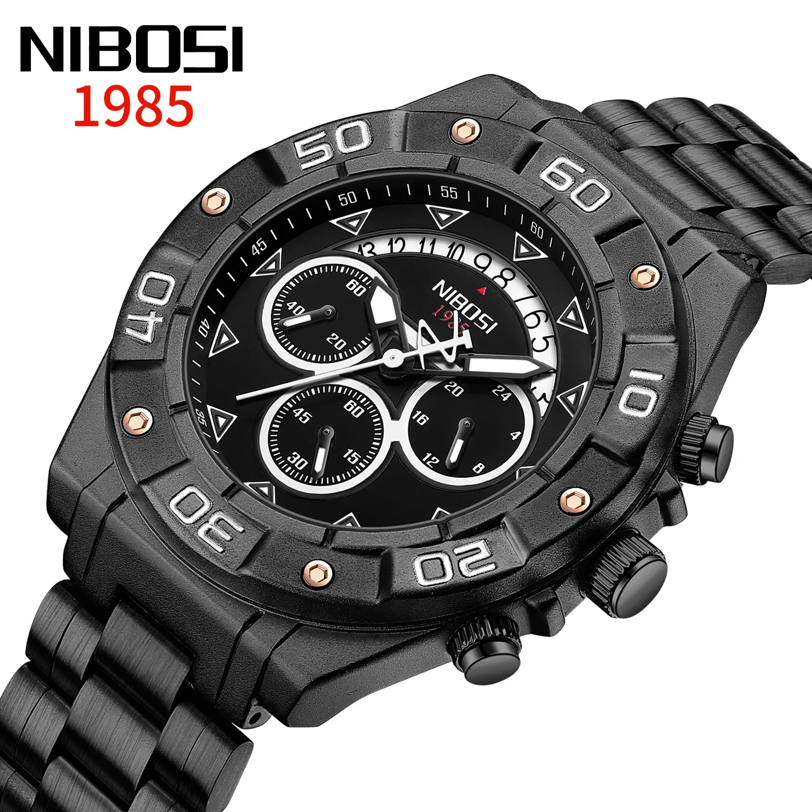 

NIBOSI Luxury Men's Quartz Watch Big Clock Stainless Steel Date Large Luminous Waterproof Business Wristwatch Relogio Masculino