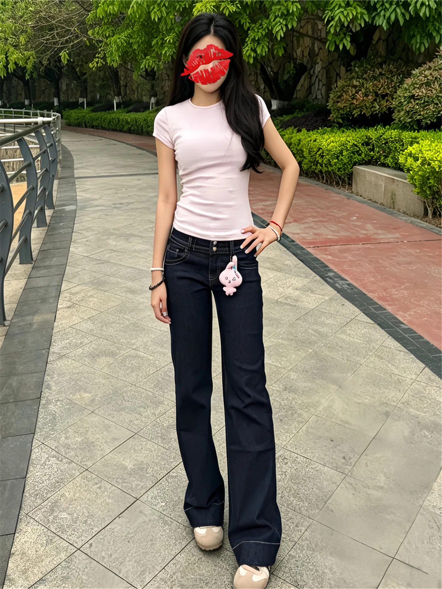 

American Style Retro Low Waist Bell Bottom Jeans Women Summer Slimming Hot Girl Design Floor Length Pants Casual Cotton