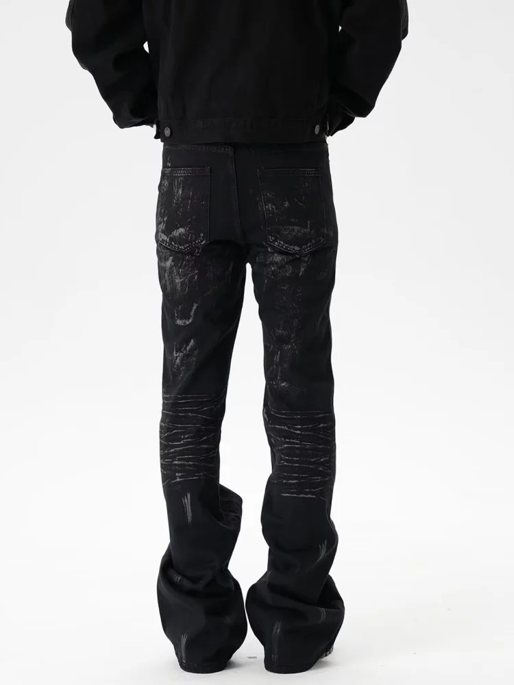 2025 الأمريكية الرجعية Y2K الشارع الشهير ستار التطريز غسلها الأسود جينز ضيق السراويل للرجال الملابس السراويل الطويلة Pantalon Hombre #2