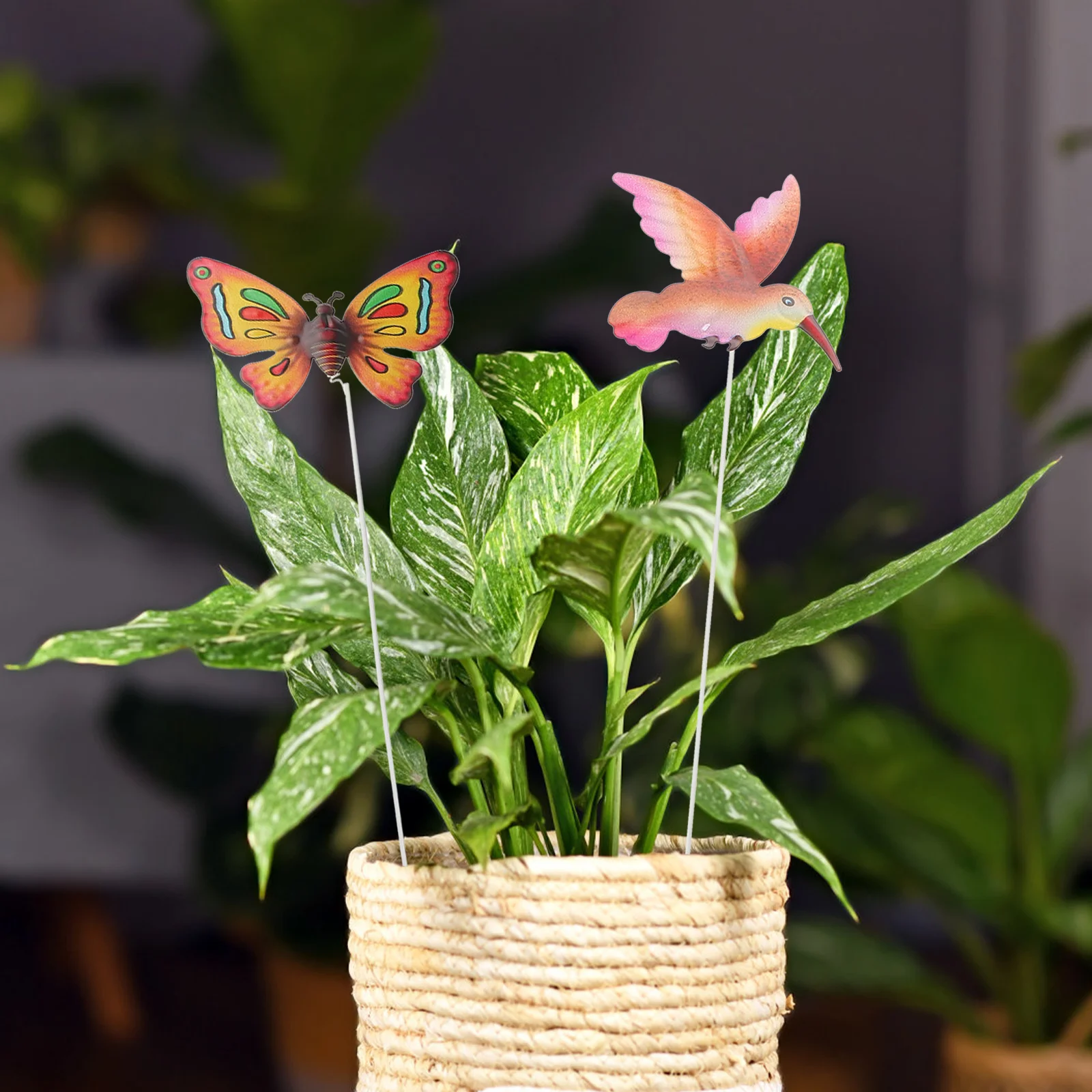 

5Pcs Iron Crafts Garden Stakes Decorative Outdoor Lawn Yard Flower Pot Planter Stakes Garden Decorations Decorative Stick