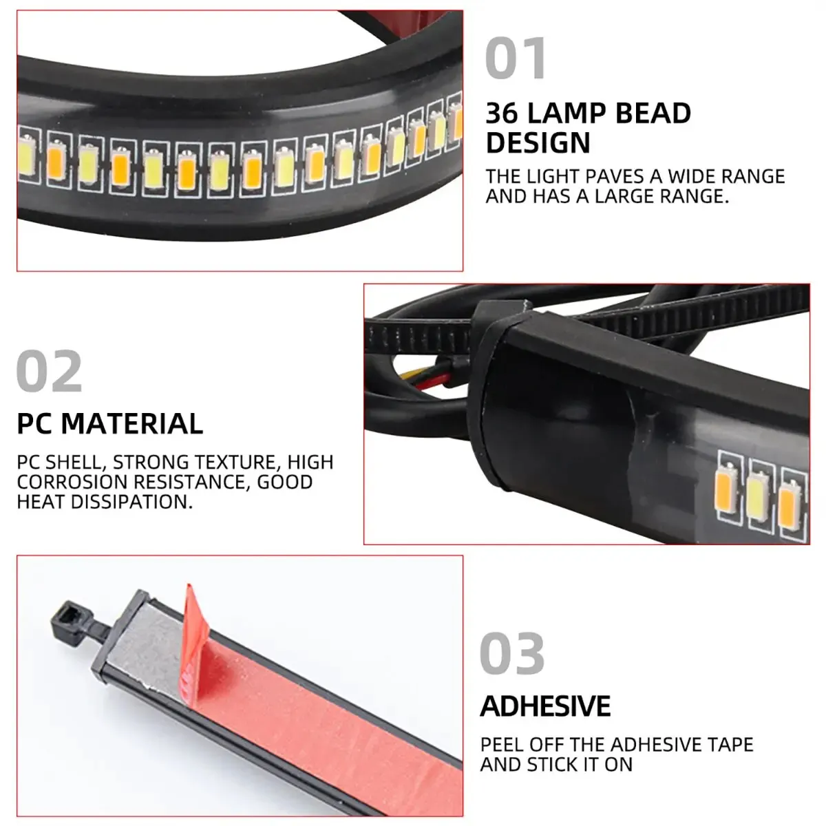 2 قطعة 36LED حلقة شوكة قطاع وامض مؤشر دراجة نارية بدوره إشارات DRL الأبيض العنبر المتعري تحذير مصباح جيد الإضاءة الوامض الوصول
