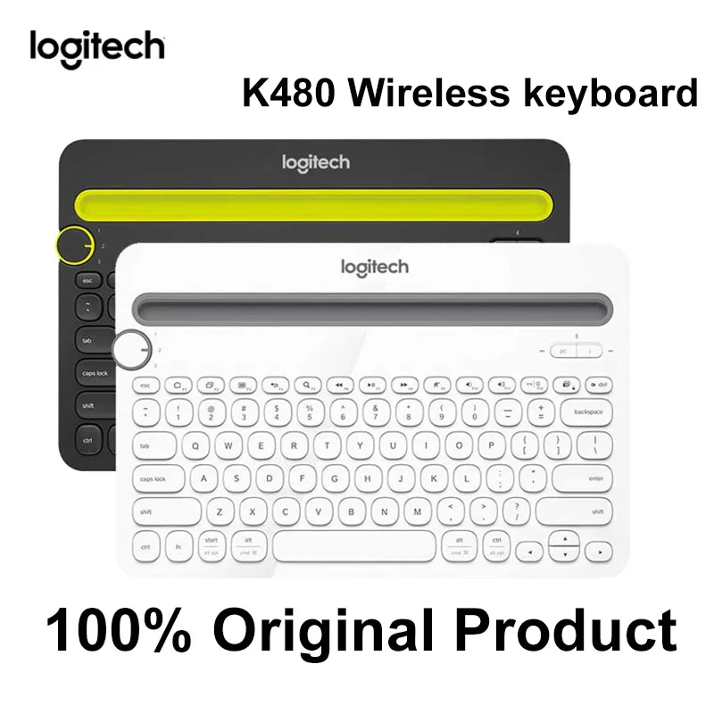 Logitech K480 Bluetooth Wireless Keyboard Multi-Device Keyboard with Phone Holder Slot for Windows Mac OS iOS Android