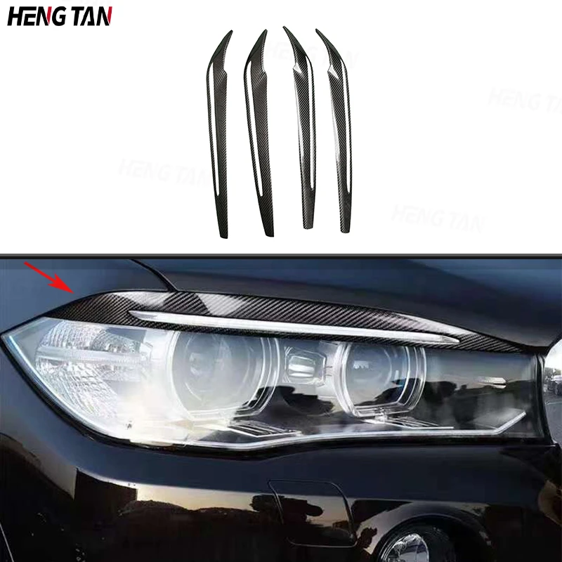 

For BMW X5 F15 X6 F16 X5M F85 X6M F86 Carbon Fiber Car Front Headlight Eyebrow Sticker Decoration Parts Upgrade Body kit