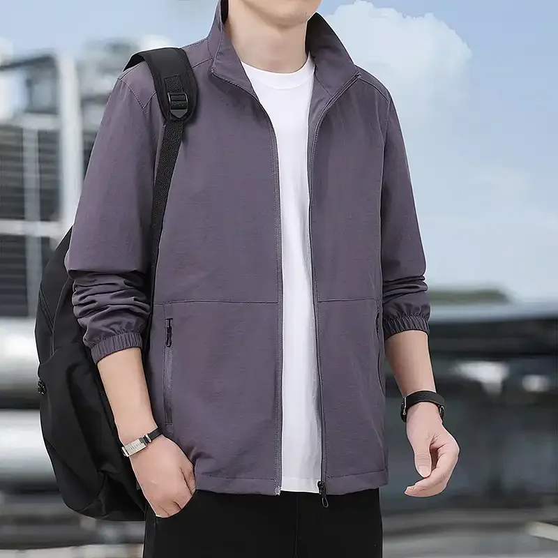 Korean Style Loose Stand Collar Lightweight Jacket for Men Spring Autumn Casual Daily Wear Outerwear