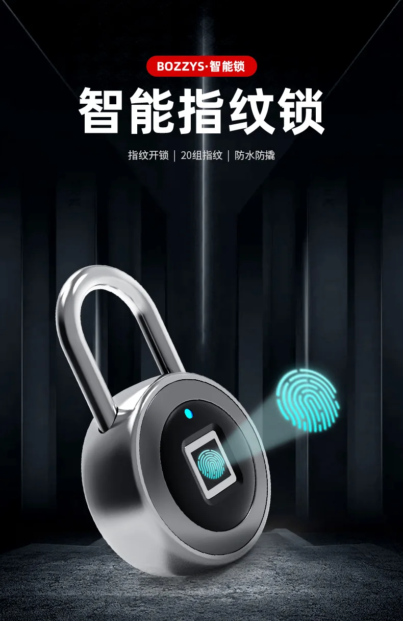 Blocco per impronte digitali senza chiave Impermeabile/sblocco per impronte digitali Lucchetto di sicurezza antifurto per porta bagagli