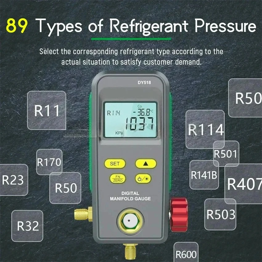 Medidor  vacío  refrigerante, manómetro electrónico  temperatura  presión, probador  colector Digital para aire acondicionado  c