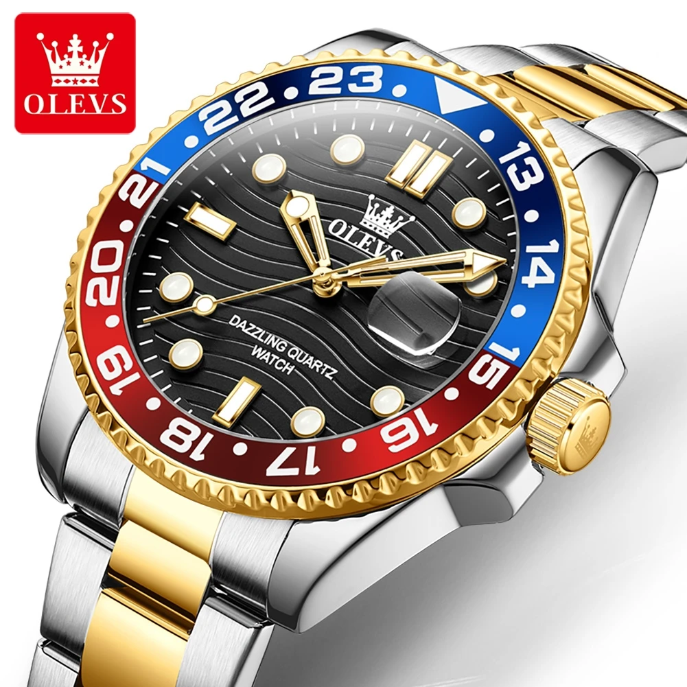 

OLEVS Brand Stainless Steel Fashion Quartz Men's Watches Luxury Military Man Watch Waterproof Luminous Date Men Watch Reloj