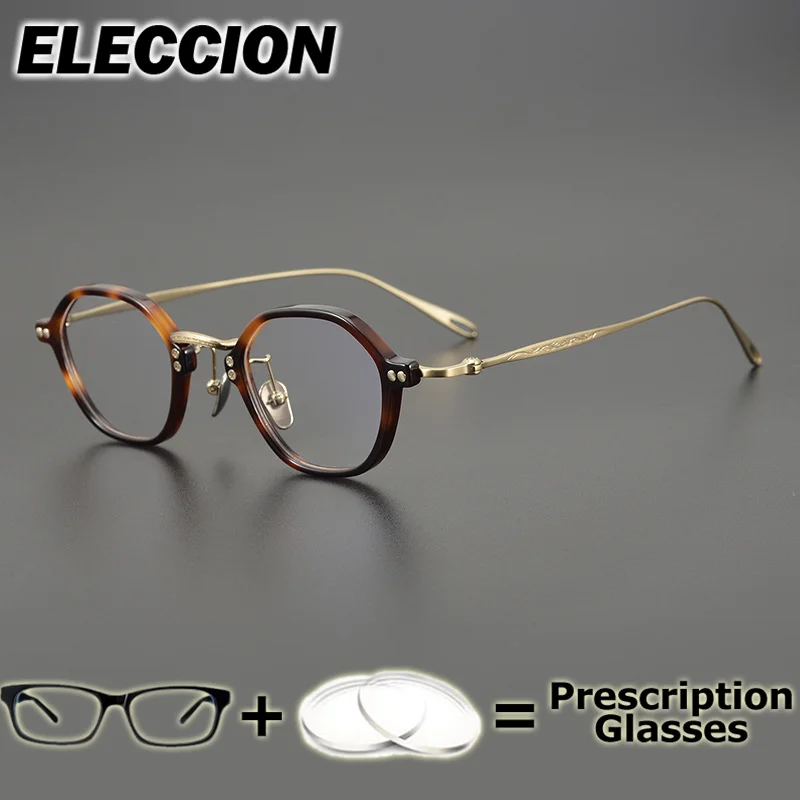 

ELLCCION Prescription Glasses Pure Titanium Super Quality Optical Eyewear Men Women Round Glasses Myopia Minus Lens Photochromic
