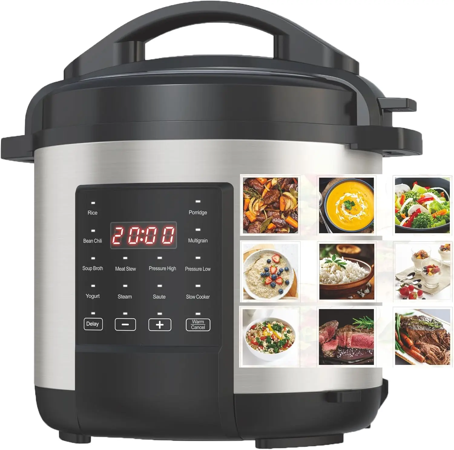 

Ironblade 7-in-1 Multi Cooker, 6-Liter, 1000W Stainless Steel Programmable Pressure Cooker, Slow Cooker, Rice Maker, Steamer, Sa